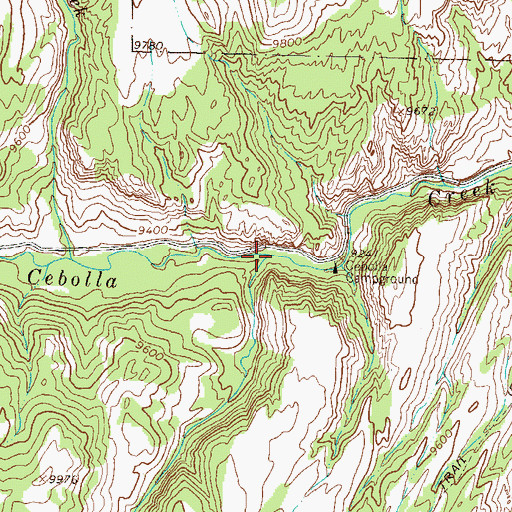 Topographic Map of Rough Creek, CO