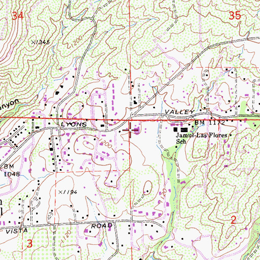 Topographic Map of Oak Grove Middle School, CA