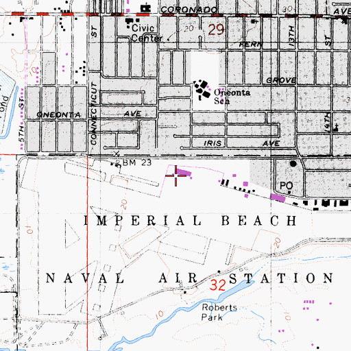 Topographic Map of Imperial Beach Naval Outlying Field (Ream Field), CA
