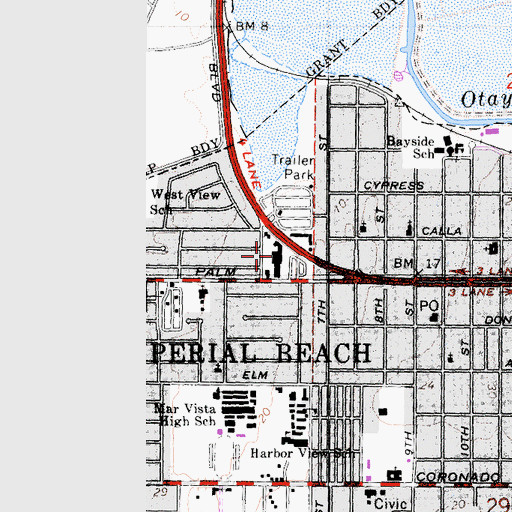 Topographic Map of Silver Strand Shopping Center, CA
