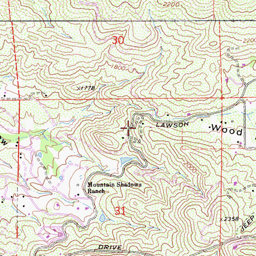 Topographic Map of Skyline Ranch Campground, CA