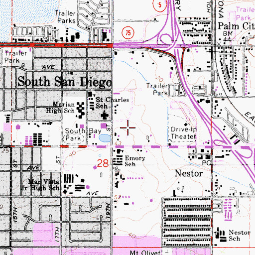 Topographic Map of Southland Plaza Shopping Center, CA