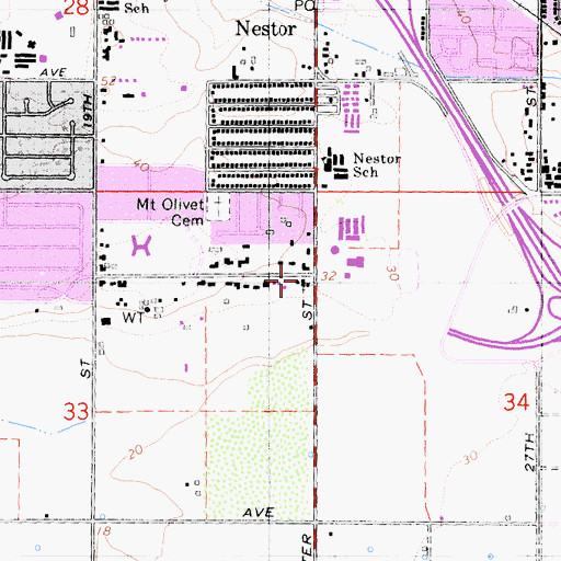 Topographic Map of Southwest Baptist Church, CA