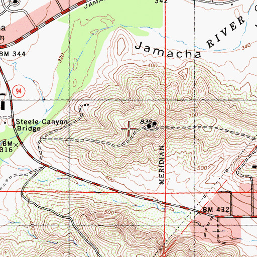 Topographic Map of Steele Canyon County Park, CA