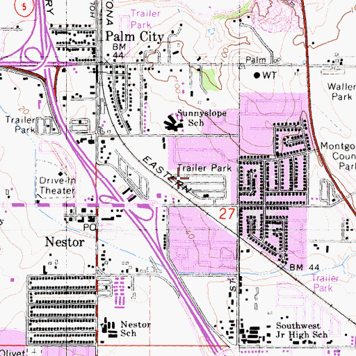 Topographic Map of Sunnyslope Park, CA