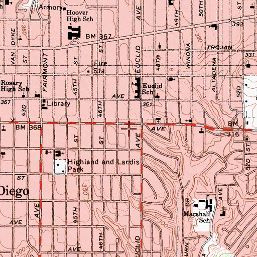 Topographic Map of Bible Way Apostolic Church, CA
