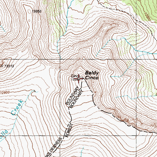 Topographic Map of Baldy Cinco, CO