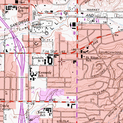 Topographic Map of Faith Chapel Church of God in Christ, CA