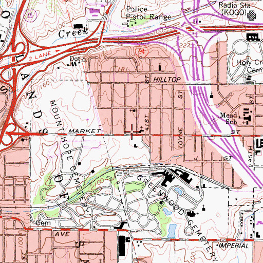 Topographic Map of Faith Tabernacle Church, CA