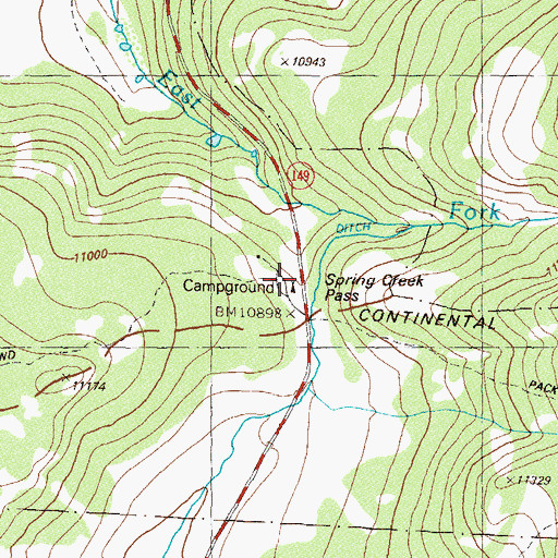 Topographic Map of Spring Creek Pass, CO