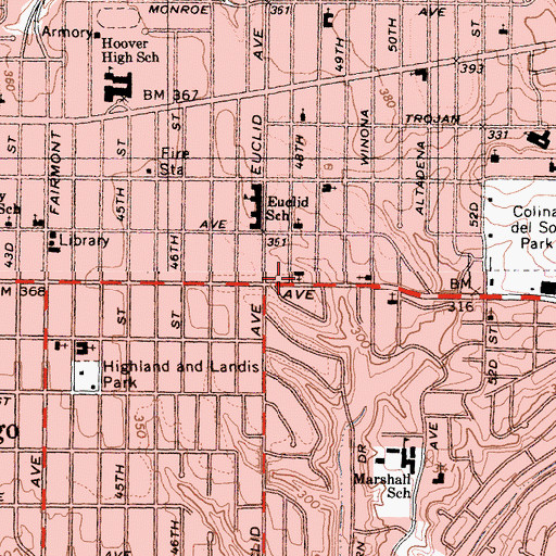 Topographic Map of Faith Tabernacle Church, CA