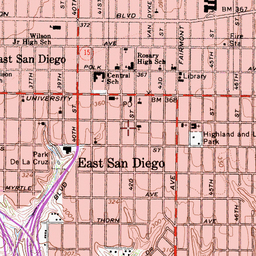 Topographic Map of First Spiritualist Church, CA