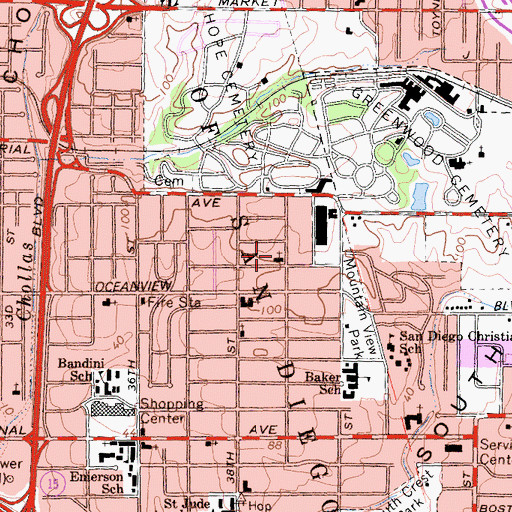 Topographic Map of Good Shepherd Missionary Church, CA