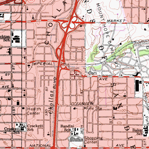 Topographic Map of Gospel Center Church of God, CA