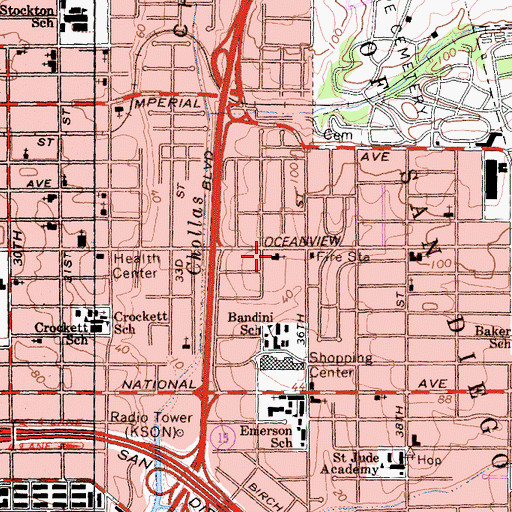 Topographic Map of Grace Chapel Church of God in Christ, CA