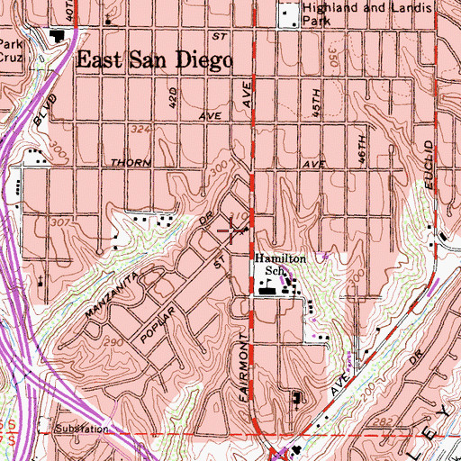 Topographic Map of Grace Evangelical Methodist Church, CA