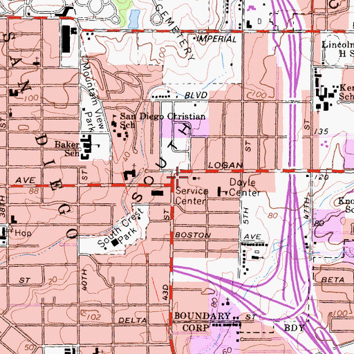 Topographic Map of Greater Fellowship Baptist Church, CA