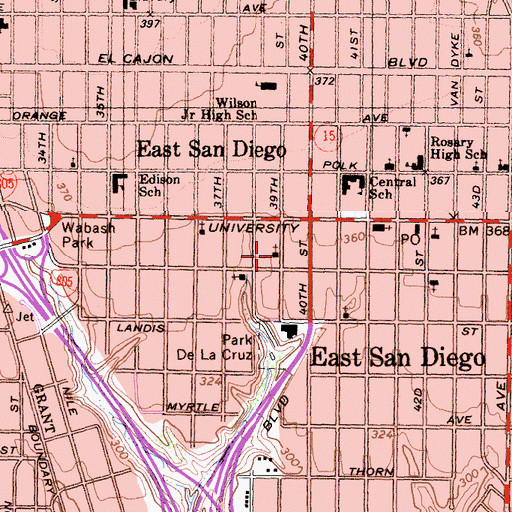 Topographic Map of Heavenly Blessing Church, CA
