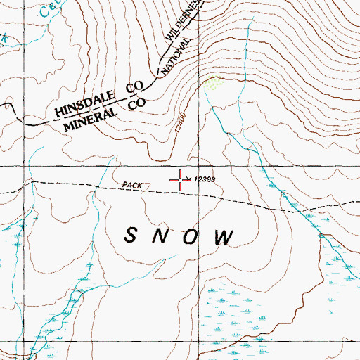 Topographic Map of Snow Mesa, CO
