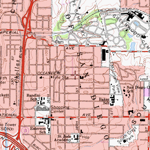 Topographic Map of Jackson Memorial Church of God, CA