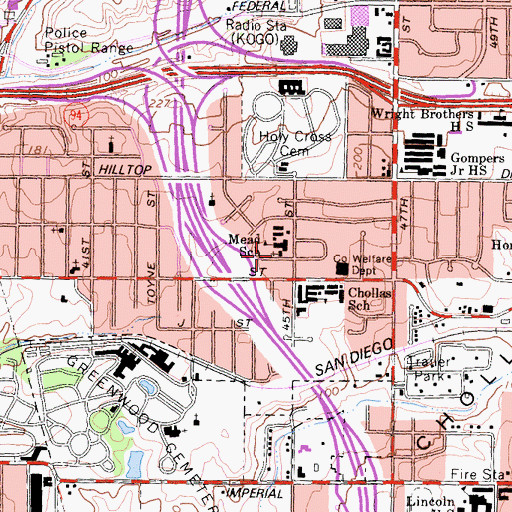 Topographic Map of Kingdom Hall of Jehovahs Witnesses, CA