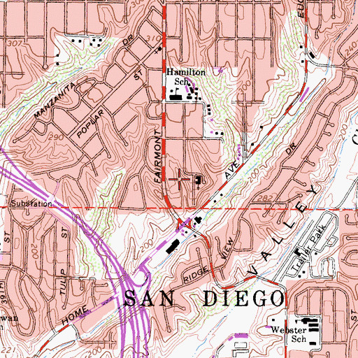 Topographic Map of Laurel Bible Chapel, CA