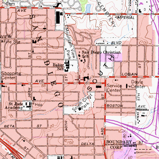 Topographic Map of Light of the World Christian Church, CA