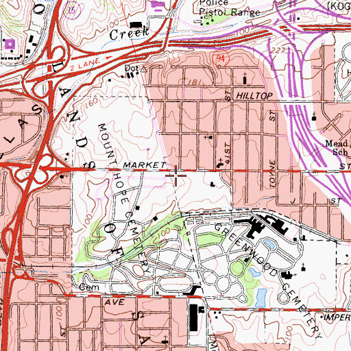 Topographic Map of Mount Pisgah Baptist Church, CA