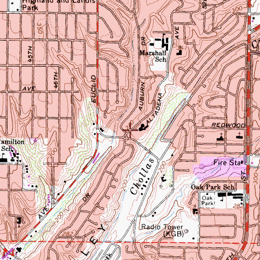 Topographic Map of New Creation Church, CA