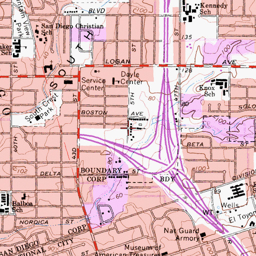Topographic Map of Samoan Congregational Christian Church, CA