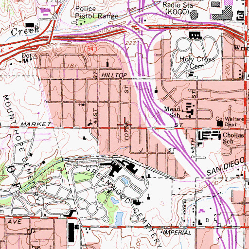 Topographic Map of Solid Rock Missionary Baptist Church, CA