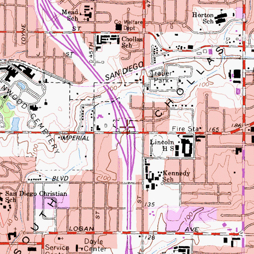 Topographic Map of United Fellowship Tabernacle, CA