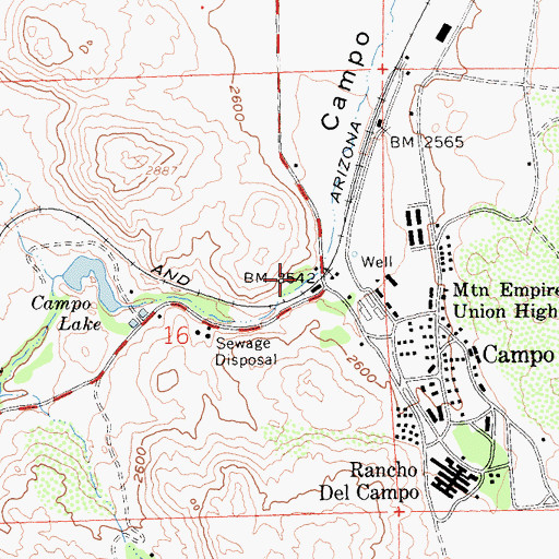 Topographic Map of Campo Stone Store County Park, CA