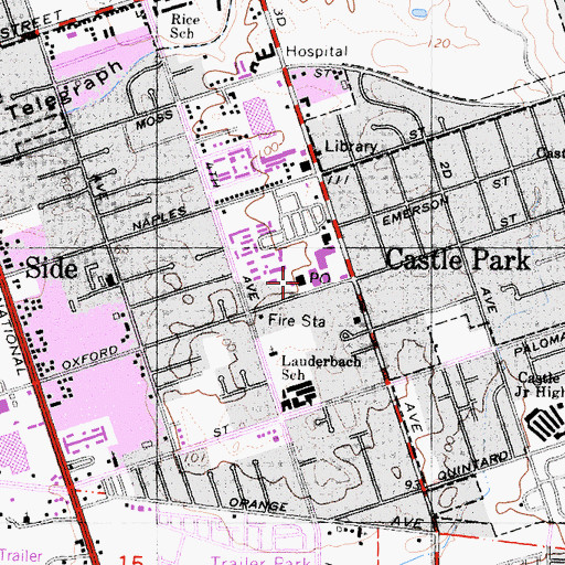 Topographic Map of Castle Park Post Office, CA