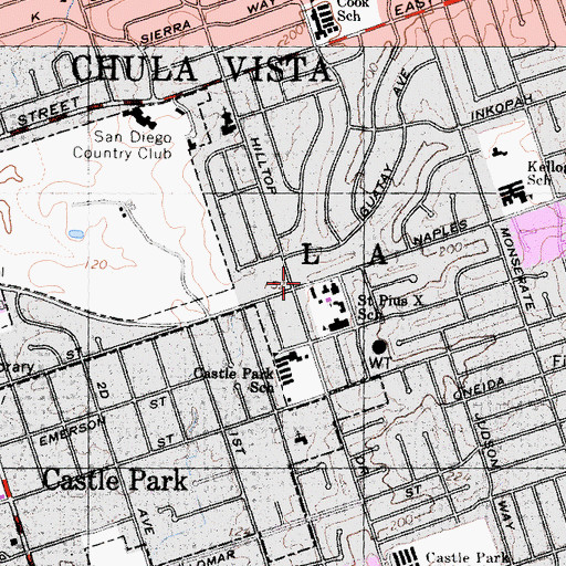 Topographic Map of Country Club Square Shopping Center, CA
