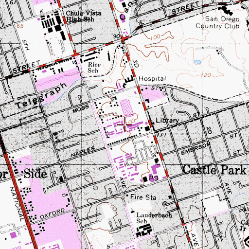 Topographic Map of Florence Shopping Center, CA