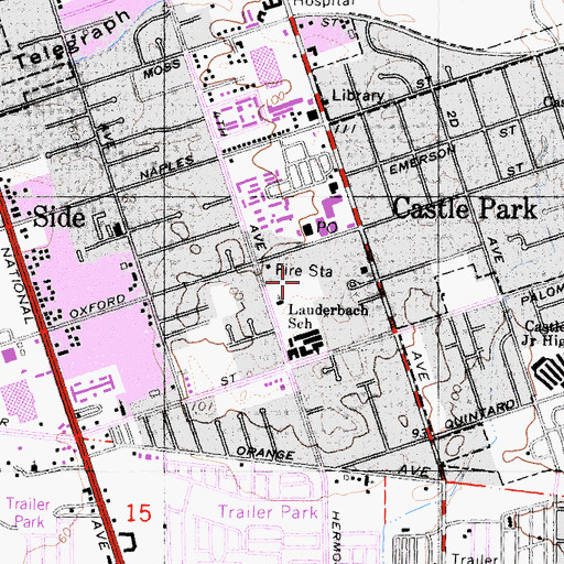 Topographic Map of Lauderbach Park, CA