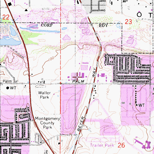 Topographic Map of Montgomery Adult School, CA