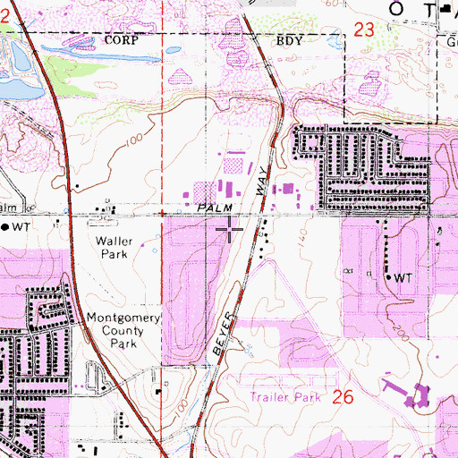 Topographic Map of Montgomery Plaza Shopping Center, CA