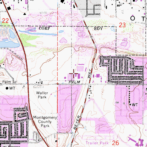 Topographic Map of Montgomery Senior High School, CA