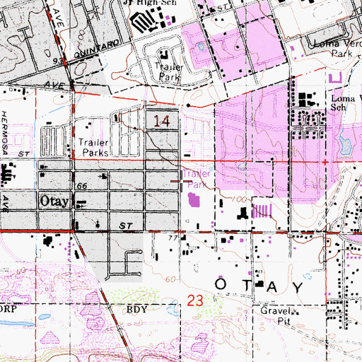 Topographic Map of Otay Park, CA