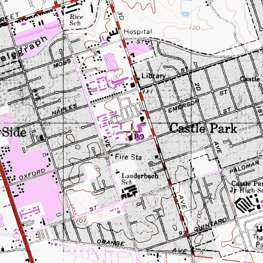Topographic Map of Oxford Shopping Center, CA