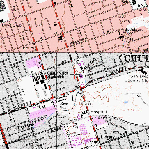 Topographic Map of Palomar High School, CA