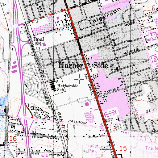 Topographic Map of Price Bazaar Shopping Center, CA