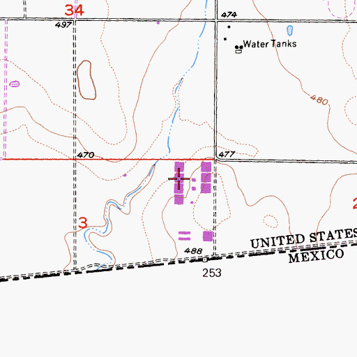 Topographic Map of Siempre Viva Industrial Center, CA