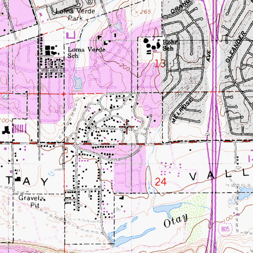 Topographic Map of Woodlawn Park Branch Chula Vista Public Library, CA