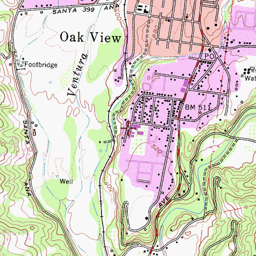 Topographic Map of Arnaz Elementary School, CA