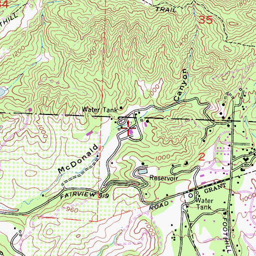 Topographic Map of Camp Ramah, CA