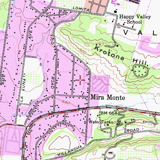 Topographic Map of Del Francia Mobile Estates, CA