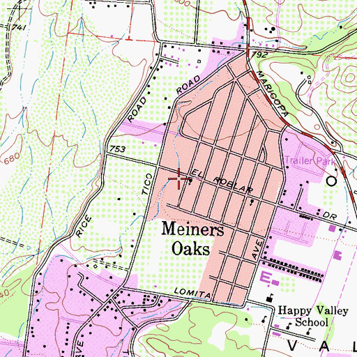 Topographic Map of First Missionary Baptist Church, CA